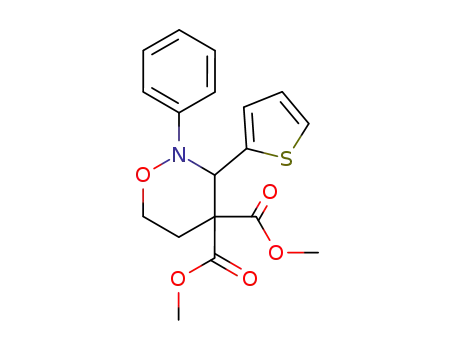 Molecular Structure of 848587-08-6 (4H-1,2-Oxazine-4,4-dicarboxylic acid,
tetrahydro-2-phenyl-3-(2-thienyl)-, dimethyl ester)