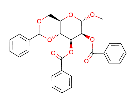 Molecular Structure of 6748-85-2 (Methyl-4,6-di-O-benzylidene-2,3-di-O-benzoyl-α-D-mannopyranoside)
