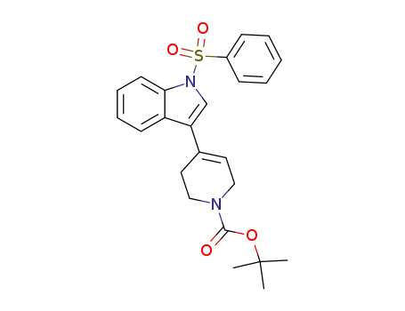Molecular Structure of 838822-02-9 (1(2H)-Pyridinecarboxylic acid,
3,6-dihydro-4-[1-(phenylsulfonyl)-1H-indol-3-yl]-, 1,1-dimethylethyl ester)