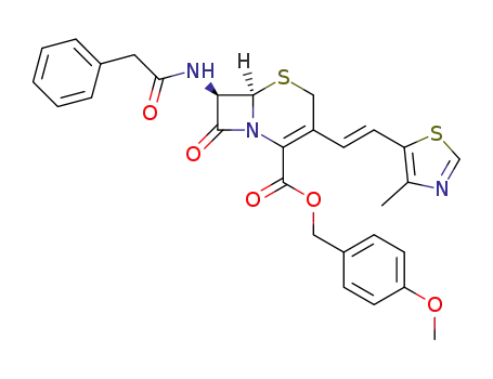 Molecular Structure of 104146-11-4 (p-Methoxybenzyl 7-phenylacetamido-3(E)-(4-methylthiazol-5-yl)vinyl-3-cephem-4-carboxylate)