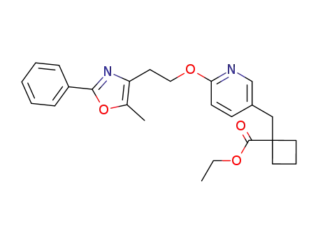 Molecular Structure of 784149-46-8 (ethyl 1-({6-[2-(5-methyl-2-phenyl-1,3-oxazol-4-yl)ethoxy]pyridin-3-yl}methyl)cyclobutanecarboxylate)