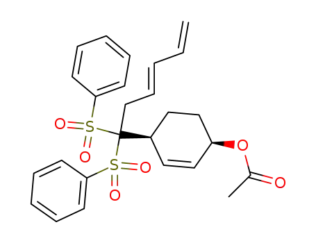 Acetic acid (1R,4S)-4-((E)-1,1-bis-benzenesulfonyl-hexa-3,5-dienyl)-cyclohex-2-enyl ester