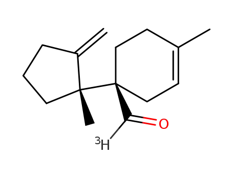Molecular Structure of 105164-39-4 ((1S)-4-methyl-1-[(1R)-1-methyl-2-methylidenecyclopentyl]cyclohex-3-ene-1-(~3~H)carbaldehyde)