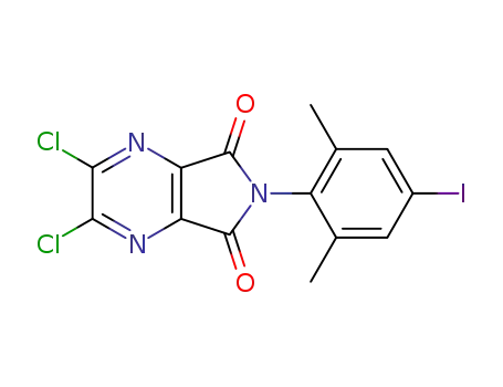 Molecular Structure of 865876-17-1 (5H-Pyrrolo[3,4-b]pyrazine-5,7(6H)-dione,
2,3-dichloro-6-(4-iodo-2,6-dimethylphenyl)-)