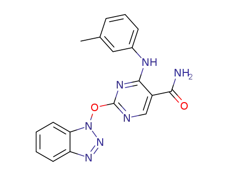 2-((1H-benzo[d][1,2,3]triazol-1-yl)oxy)-4-(m-tolylamino)pyrimidin-5-carboxamide