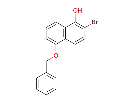 Molecular Structure of 148914-36-7 (1-Naphthalenol, 2-bromo-5-(phenylmethoxy)-)