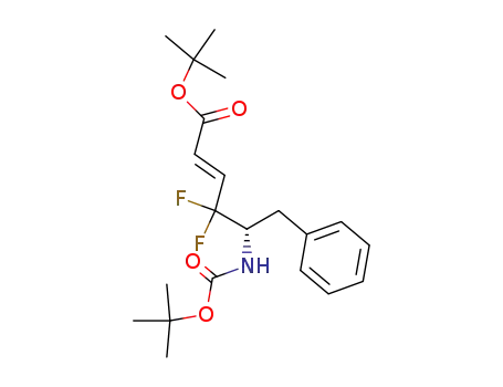 Molecular Structure of 879220-81-2 (2-Hexenoic acid,
5-[[(1,1-dimethylethoxy)carbonyl]amino]-4,4-difluoro-6-phenyl-,
1,1-dimethylethyl ester, (2E,5S)-)