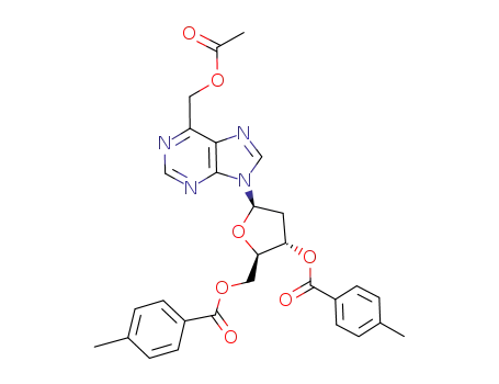 Molecular Structure of 773133-86-1 (6-(acetyloxymethyl)-9-(2-deoxy-3,5-di-O-(p-toluolyl)-β-D-erythro-pentofuranosyl)purine)
