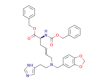 benzyl (2S)-2-(benzyloxycarbonylamino)-6-[2-(4-imidazolyl)ethyl](piperonyl)amino-4-hexenoate