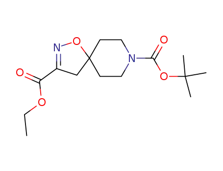 Molecular Structure of 479636-65-2 (1-Oxa-2,8-diazaspiro[4.5]dec-2-ene-3,8-dicarboxylic acid, 8-(1,1-dimethylethyl) 3-ethyl ester)