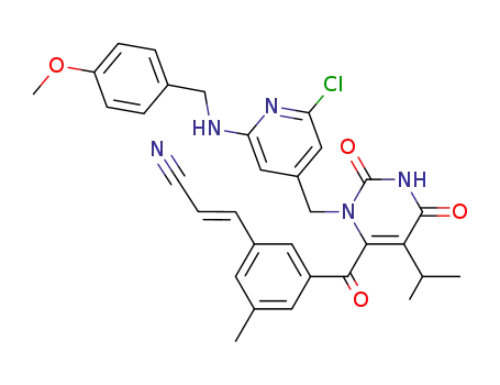 3-(3-{3-[2-chloro-6-(4-methoxy-benzylamino)-pyridin-4-ylmethyl]-5-isopropyl-2,6-dioxo-1,2,3,6-tetrahydro-pyrimidine-4-carbonyl}-5-methyl-phenyl)-acrylonitrile