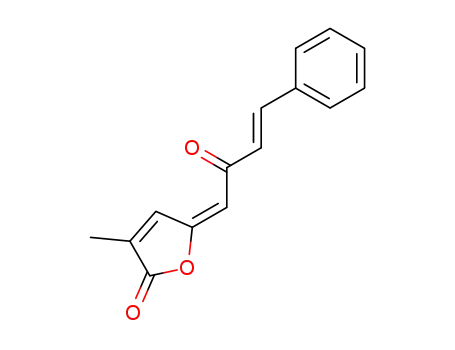 Molecular Structure of 923025-66-5 (2(5H)-Furanone, 3-methyl-5-[(3E)-2-oxo-4-phenyl-3-buten-1-ylidene]-,
(5E)-)