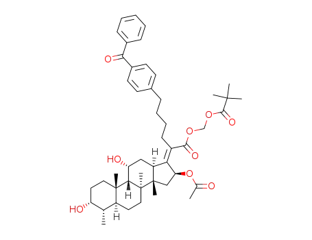 2-[(3R,4S,5S,8S,9S,10S,11R,13R,14S,16S)-16-Acetoxy-3,11-dihydroxy-4,8,10,14-tetramethyl-hexadecahydro-cyclopenta[a]phenanthren-(17Z)-ylidene]-6-(4-benzoyl-phenyl)-hexanoic acid 2,2-dimethyl-propionyloxymethyl ester