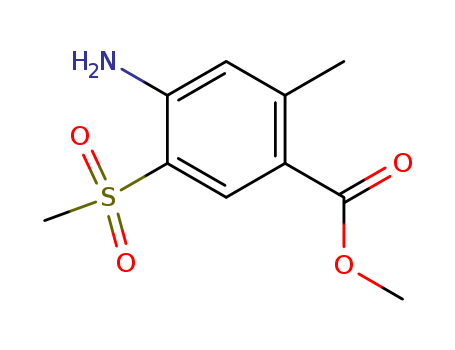 Molecular Structure of 190368-28-6 (Benzoic acid, 4-amino-2-methyl-5-(methylsulfonyl)-, methyl ester)