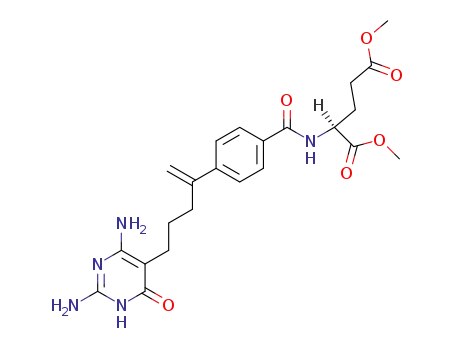 Molecular Structure of 136548-01-1 (L-Glutamic acid,
N-[4-[4-(2,6-diamino-1,4-dihydro-4-oxo-5-pyrimidinyl)-1-methylenebutyl]
benzoyl]-, dimethyl ester)