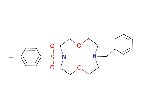 Molecular Structure of 80639-62-9 (1,7-Dioxa-4,10-diazacyclododecane,
4-[(4-methylphenyl)sulfonyl]-10-(phenylmethyl)-)