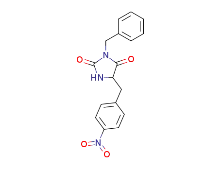 Molecular Structure of 123944-84-3 (1-benzyl-4-<(4-nitrophenyl)methyl>imidazolidine-2,5-dione)