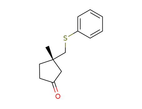 Molecular Structure of 824940-64-9 (Cyclopentanone, 3-methyl-3-[(phenylthio)methyl]-, (3S)- (9CI))