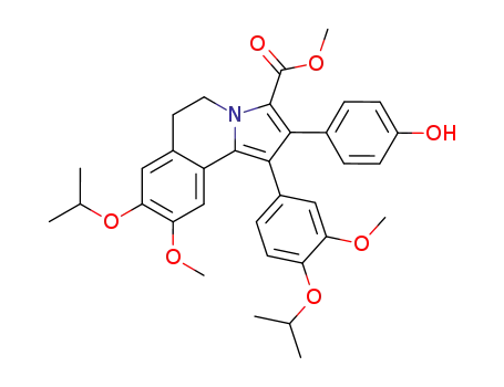 Molecular Structure of 897017-84-4 (methyl 2-(4-hydroxyphenyl)-8-isopropoxy-1-(4-isopropoxy-3-methoxyphenyl)-9-methoxy-5,6-dihydropyrrolo[2,1-a]isoquinoline-3-carboxylate)