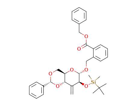 2'-(benzyloxycarbonyl)benzyl 4,6-O-benzylidene-2-O-tert-butyldimethylsilyl-3-deoxy-3-methylene-α-D-arabino-hexopyranoside