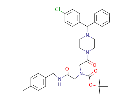 Molecular Structure of 737828-53-4 ((2-{4-[(4-chloro-phenyl)-phenyl-methyl]-piperazin-1-yl}-2-oxo-ethyl)-[(4-methyl-benzylcarbamoyl)-methyl]-carbamic acid <i>tert</i>-butyl ester)