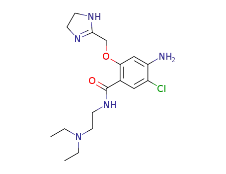 Molecular Structure of 102670-88-2 (4-amino-5-chloro-N-2-<2-(diethylamino)ethyl>-2-<(1H-4,5-dihydro-2-imidazolyl)methoxy>benzamide)