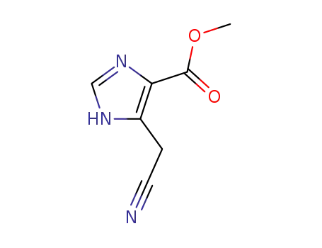 Molecular Structure of 56039-06-6 (1H-Imidazole-5-carboxylic acid, 4-(cyanomethyl)-, methyl ester)