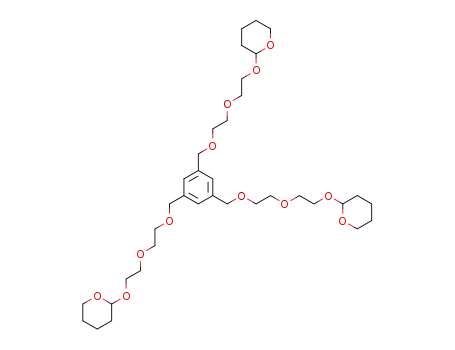 Molecular Structure of 852866-26-3 (1,3,5-tris(7'-hydroxy-2',5'-dioxa-1'-heptyl)benzene tri(2'-tetrahydropyranyl) ether)