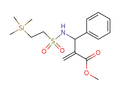 Molecular Structure of 816457-61-1 (Benzenepropanoic acid,
a-methylene-b-[[[2-(trimethylsilyl)ethyl]sulfonyl]amino]-, methyl ester)