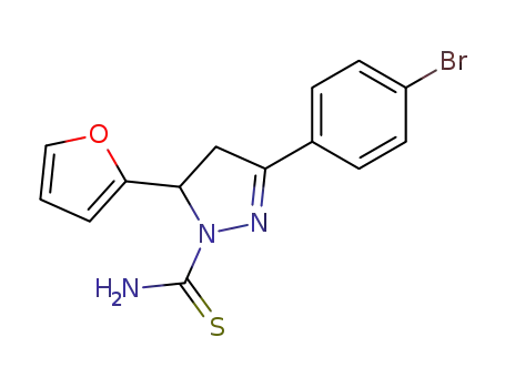 Molecular Structure of 686725-74-6 (5-(4-bromophenyl)-3-(2-furyl)-3,4-dihydropyrazole-2-carbothioamide)