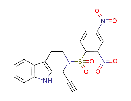 Molecular Structure of 883149-28-8 (N-(2-(1H-indol-3-yl)ethyl)-N-(2,4-dinitrobenzenesulfonyl)prop-2-yn-1-amine)