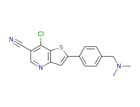 Molecular Structure of 700844-31-1 (Thieno[3,2-b]pyridine-6-carbonitrile,
7-chloro-2-[4-[(dimethylamino)methyl]phenyl]-)
