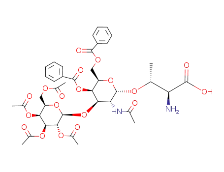 O-<(2,3,4,6-Tetra-O-acetyl-β-D-galactopyranosyl)-(1->3)-O-(2-acetamido-4,6-di-O-benzoyl-2-desoxy-α-D-galactopyranosyl)>-L-threonin