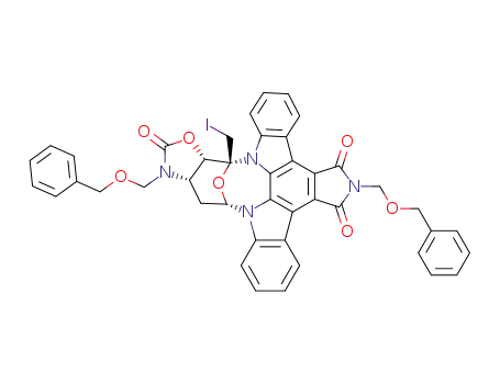 3'-O,4'-N-carbonyl-3'-O-desmethyl-4'-N-desmethyl-6-N,4'-N-bis<(benzyloxy)methyl>-ent-1'-iodo-7-oxostaurosporine
