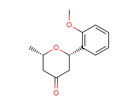 Molecular Structure of 88083-99-2 (4H-Pyran-4-one, tetrahydro-2-(2-methoxyphenyl)-6-methyl-, cis-)