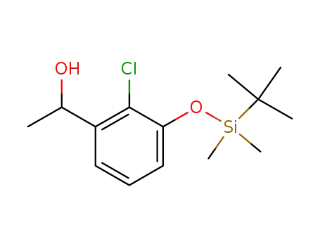 Molecular Structure of 959909-76-3 (rac-1-(2-chloro-3-{[(1,1-dimethylethyl)(dimethyl)silyl]oxy}-phenyl)ethanol)