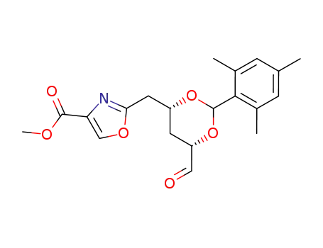 Molecular Structure of 105228-54-4 (4-Oxazolecarboxylic acid,
2-[[6-formyl-2-(2,4,6-trimethylphenyl)-1,3-dioxan-4-yl]methyl]-, methyl
ester)