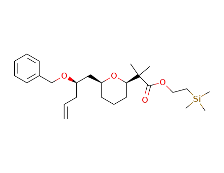 Molecular Structure of 677707-79-8 (2-[(2R,6S)-6-((R)-2-Benzyloxy-pent-4-enyl)-tetrahydro-pyran-2-yl]-2-methyl-propionic acid 2-trimethylsilanyl-ethyl ester)