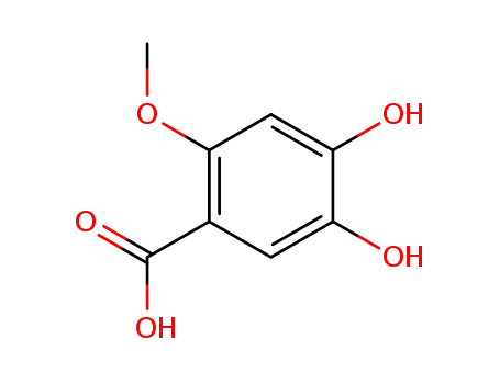 Molecular Structure of 27867-46-5 (4,5-dihydroxy-2-methoxybenzoic acid)