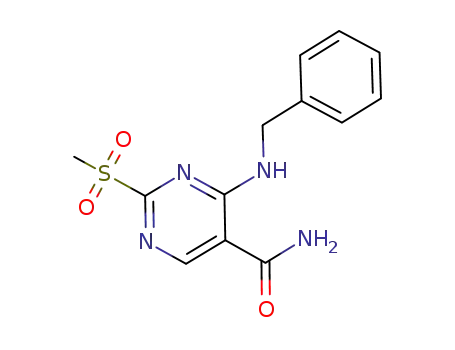 Molecular Structure of 643086-98-0 (5-Pyrimidinecarboxamide, 2-(methylsulfonyl)-4-[(phenylmethyl)amino]-)