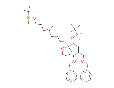 2-[4-benzyloxy-3-benzyloxymethyl-1-(<i>tert</i>-butyl-dimethyl-silanyloxy)-butyl]-2-[7-(<i>tert</i>-butyl-dimethyl-silanyloxy)-4-methyl-hepta-2,4-dienyloxy]-tetrahydro-furan