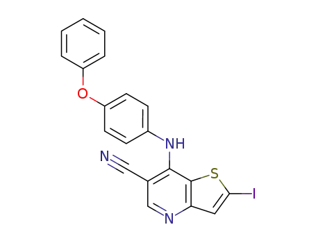 Molecular Structure of 700844-75-3 (Thieno[3,2-b]pyridine-6-carbonitrile,
2-iodo-7-[(4-phenoxyphenyl)amino]-)
