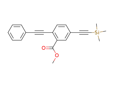 Molecular Structure of 879412-93-8 (Benzoic acid, 2-(phenylethynyl)-5-[(trimethylsilyl)ethynyl]-, methyl ester)