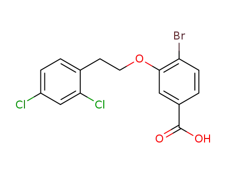 Molecular Structure of 438571-12-1 (4-bromo-3-[2-(2,4-dichloro-phenyl)-ethoxy]-benzoic acid)