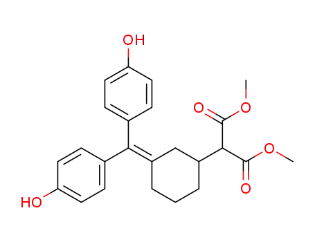 Molecular Structure of 886587-78-6 (2-{3-[bis-(4-hydroxy-phenyl)-methylene]-cyclohexyl}-malonic acid dimethyl ester)