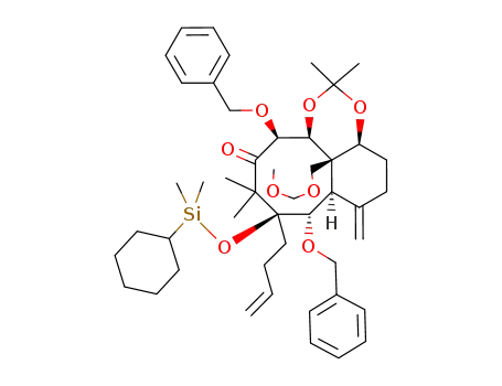 Molecular Structure of 855301-80-3 ((1R,2S,3S,4R,6S,7S,8R,12S)-3,7-bis(benzyloxy)-6-(3-butenyl)-6-(cyclohexyldimethylsilylenedioxy)-2,12-(isopropylidenedioxy)-1-(methoxymethoxymethyl)-5,5-dimethyl-9-methylenebicyclo[6.4.0]dodecan-4-one)