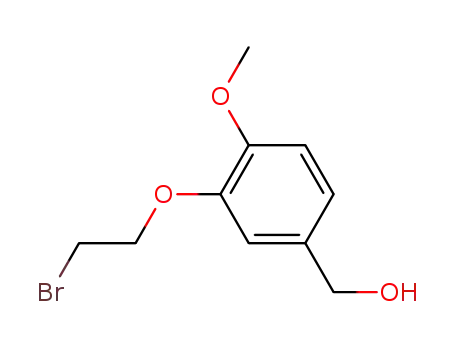 Molecular Structure of 893429-32-8 (Benzenemethanol, 3-(2-bromoethoxy)-4-methoxy-)