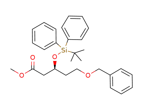Molecular Structure of 918410-19-2 (Pentanoic acid,
3-[[(1,1-dimethylethyl)diphenylsilyl]oxy]-5-(phenylmethoxy)-, methyl ester,
(3S)-)