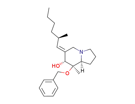 Molecular Structure of 153108-88-4 ((7S,8R,8aS)-8-(benzyloxy)-7-hydroxy-8-methyl-6-(E)-<(2R)-2-methylpentylidene>octahydroindolizidine)