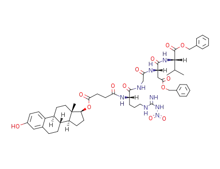 Molecular Structure of 906673-84-5 (estradiol-17β-O-4-oxobutanoyl-Arg(Nω-NO2)-Gly-Asp(OBn)-Val-OBn)